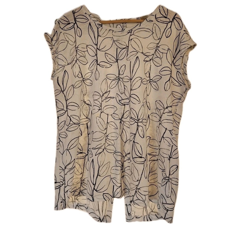Cynthia Rowley Top Shirt Womens Large 100% Linen Floral Nature